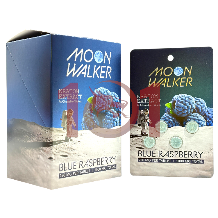 MOON WALKER MITRAGYNA SPECIOSA KRATOM EXTRACT TABLET 250MG 4CT PK - BLUE RASPBERRY