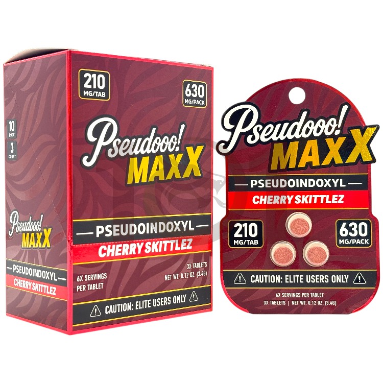 PSEUDOOO MAXX PSEUDOINDOXYL KRATOM EXTRACT TABLET 210MG 3CT PK - CHERRY SKITTLEZ
