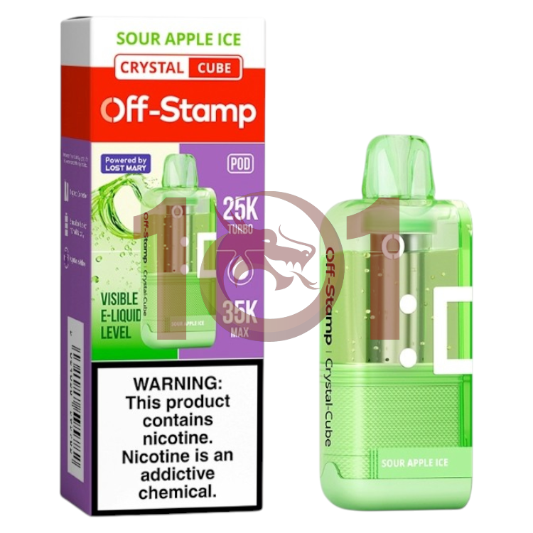OFF-STAMP X CUBE POD CRYSTAL 35000 5% - SOUR APPLE ICE