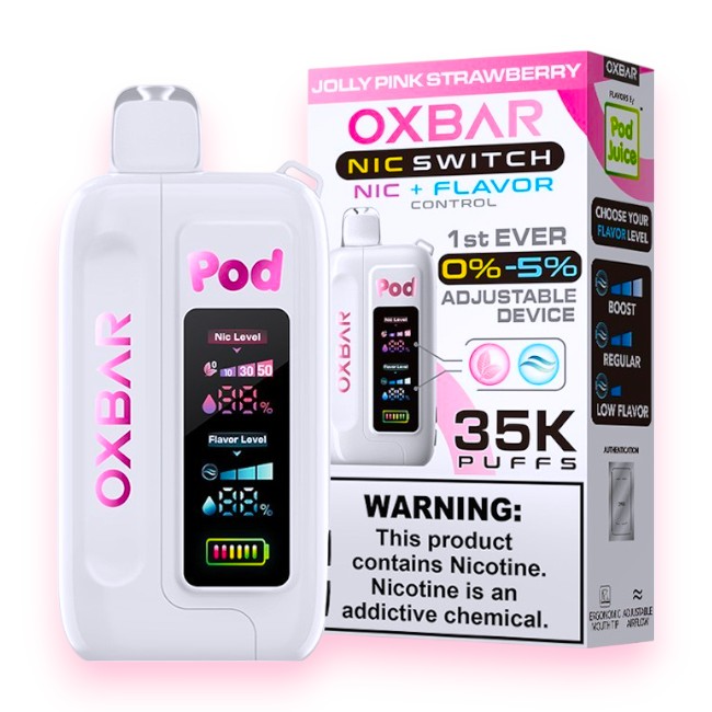 OXBAR 35000 NIC+FLAVOR CONTROL 5% - JOLLY PINK STRAWBERRY