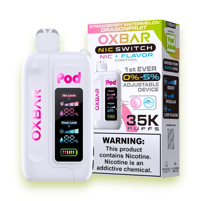OXBAR 35000 NIC+FLAVOR CONTROL 5% - STRAWBERRY WATERMELON DRAGON FRUIT