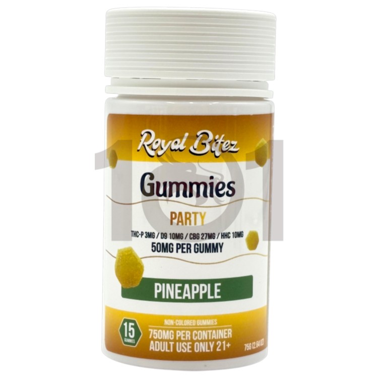 ROYAL BITEZ THCP+D9+CBG+HHC 50MG 15CT JAR PARTY GUMMY - PINEAPPLE