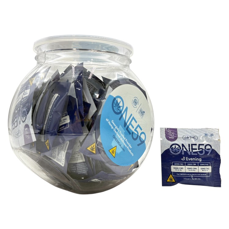 ONE59 30MG D9+THC GUMMY 2CT PK - EVENING SLEEP GRAPE
