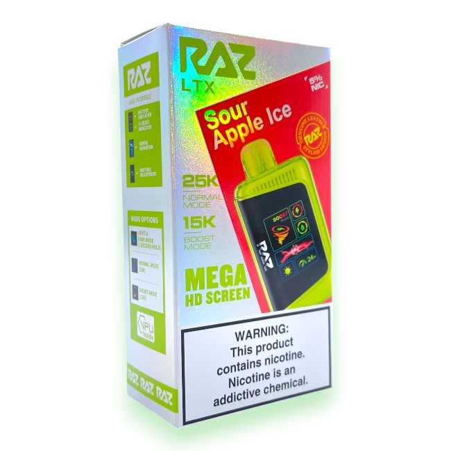 RAZ LTX 25000 5% - SOUR APPLE ICE