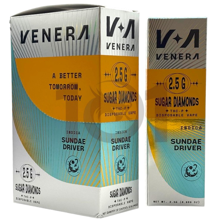 VENERA SUGAR DIAMONDS THCP 2.5GM INDICA - SUNDAE DRIVER