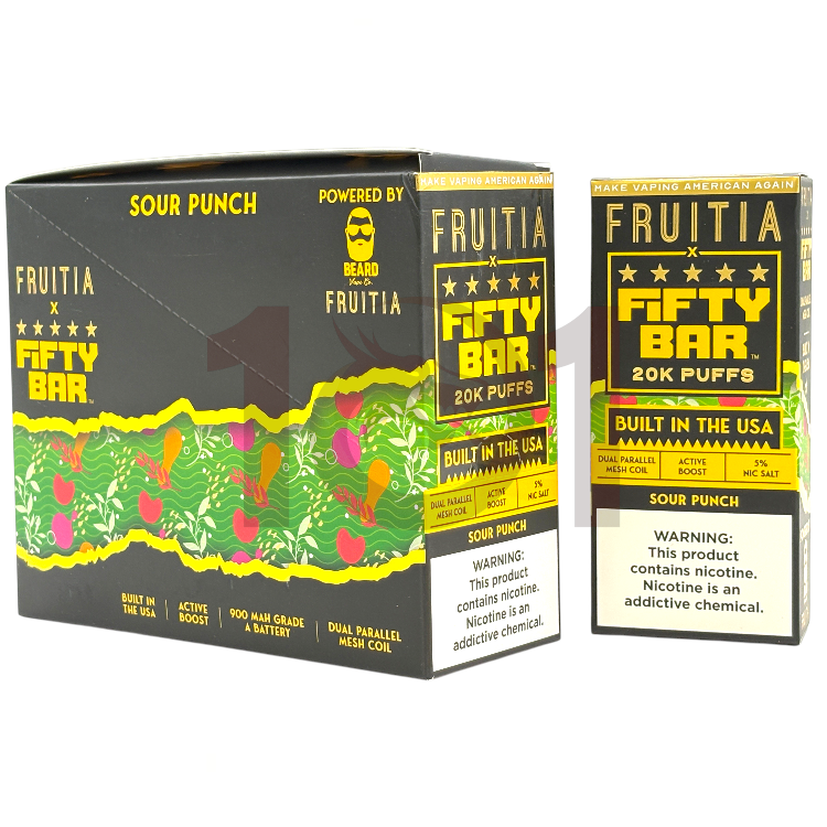 FIFTY BAR SALT NICOTINE 20000 5% FRUITIA - SOUR PUNCH
