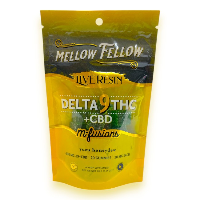 MELLOW FELLOW M FUSIONS  LR D9+THC+CBD 20MG 20CT PK (400MG/PK) - YUZU HONEYDEW