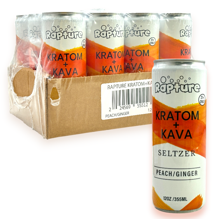 RAPTURE KAVA SELTZER DRINK 12OZ CAN - PEACH GINGER