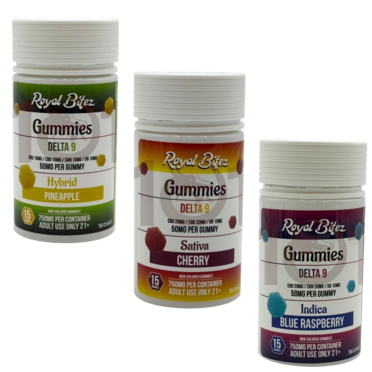 ROYAL BITEZ  D9+CBD+CBG+CBN 50MG 15CT JAR GUMMY