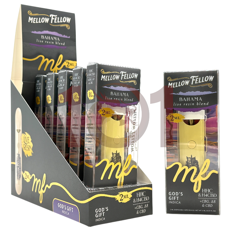 MELLOW FELLOW BAHAMA LR BLEND HHC+H4CBD+CBG+D8+CBD 2ML - INDICA GOD'S GIFT