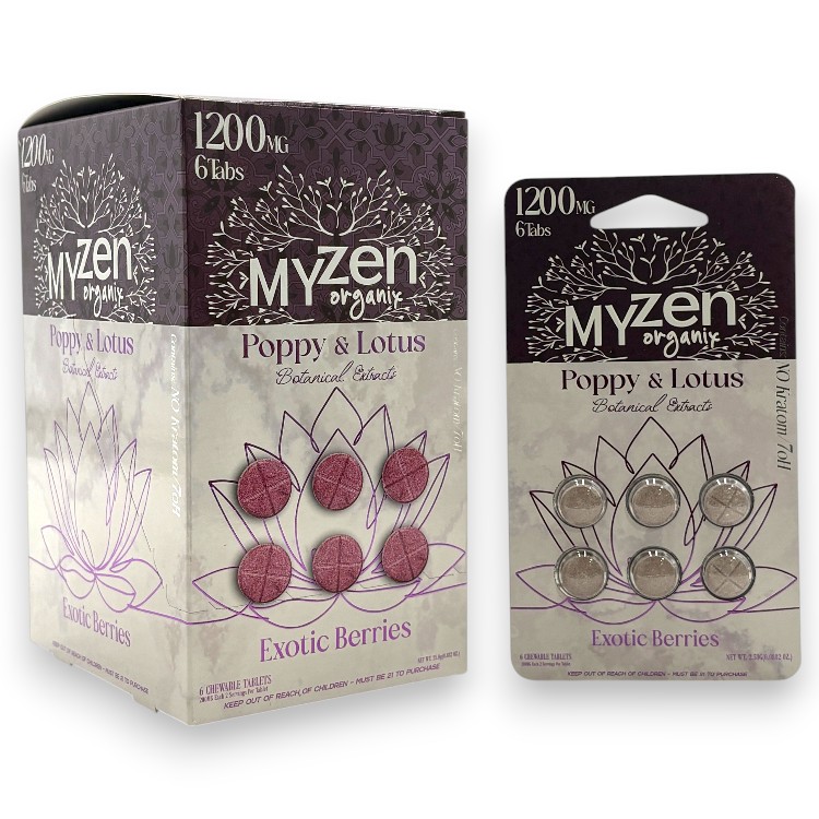 MYZEN ORGANIX - BLUE LOTUS - EXTRACT TABLET - 6CT/PK - 10PK/BX - POPPY&LOTUS - EXOTIC BERRIES