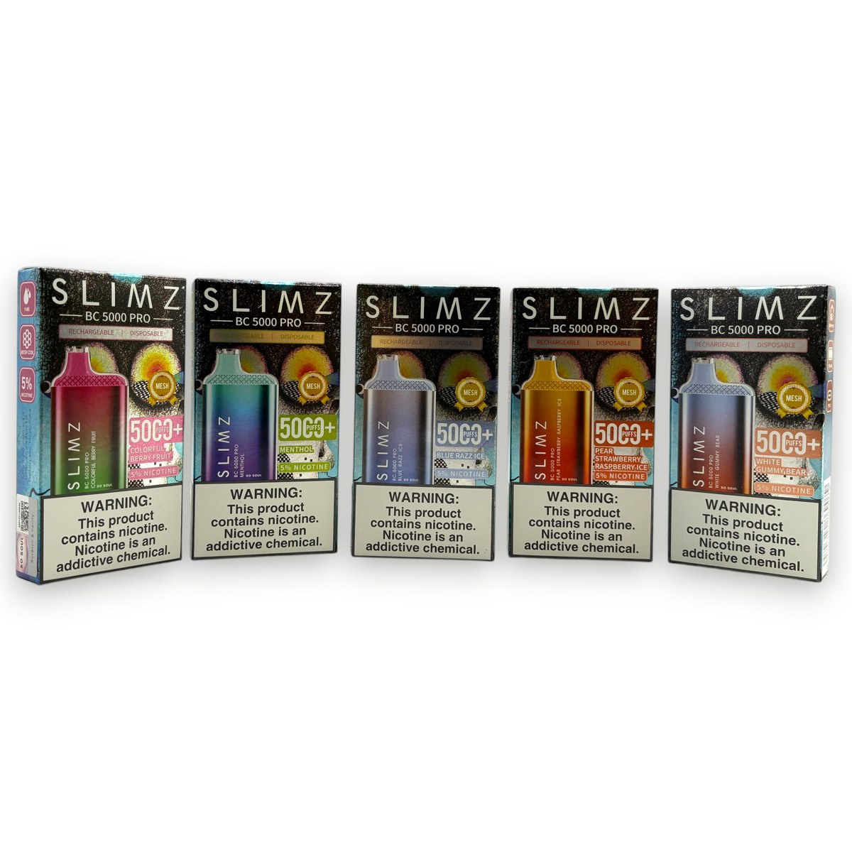 SLIMZ BC 5000 PRO 5% - 5 ASSORTED FLAVORS (5 VAPES)