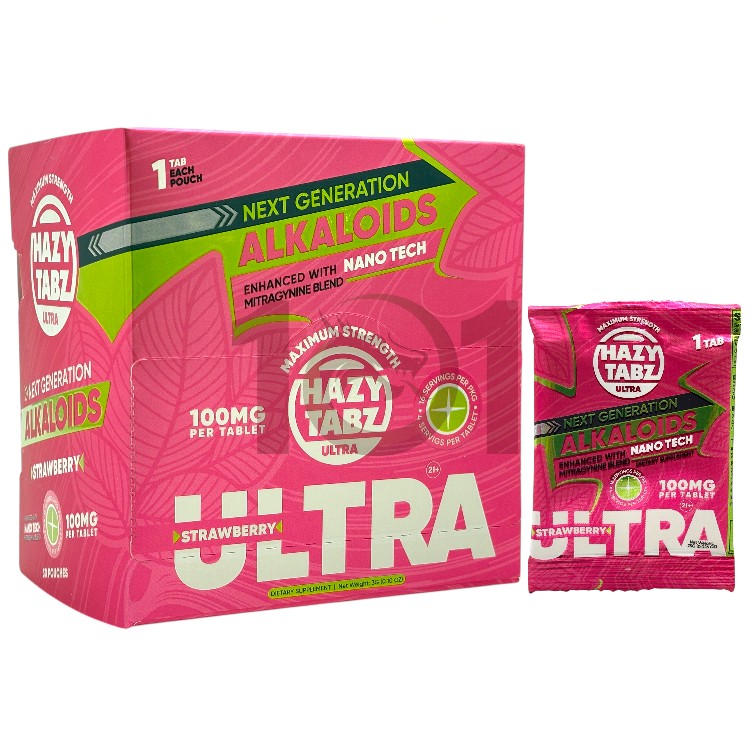 HAZY TABZ ULTRA MITRAGYNINE KRATOM EXTRACT TABLET 100MG 1CT PK - STRAWBERRY