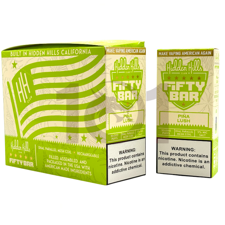 FIFTY BAR SALT NICOTINE 20000 5% HIDDEN HILLS CLUB - PINA LUSH