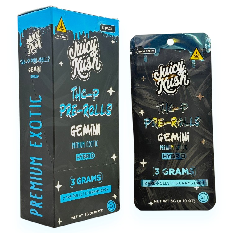 JUICY KUSH PREMIUM EXOTIC THCP 1.5GM 2CT PK HYBRID PREROLLS - GEMINI