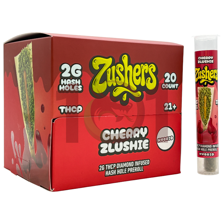 ZUSHERS HASH HOLE DIAMOND INFUSED THCP PREROLL 2GM HYBRID - CHERRY ZLUSHIE